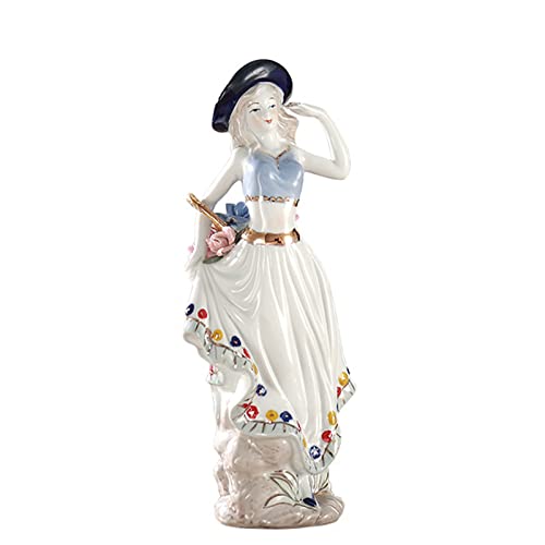 JTBDWOSK Mädchen Statue Europäischen Keramik Figurine Porzellan Statue Elegante Frauen Figur Aquarell Figur Decoarion für Home Restaurant Hotel,Schwarz von JTBDWOSK