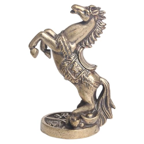 JTBDWOSK Messing Figur Horse Statue Mini Pferd Skulptur Chinesische Feng Shui Figur Glück Luck Ornamente Auto Dashboard Ornament für Home Büro Tisch Kuchen Dekoration,Messing von JTBDWOSK
