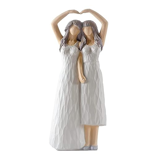 JTBDWOSK Mutter-Tochter-Figuren, Handherz zwischen Mutter und Tochter, Statuen, Geschenke für Mutter von Tochter, Zuhause, Schlafzimmer, Wohnzimmer, Tischregal, Dekoration,1 von JTBDWOSK