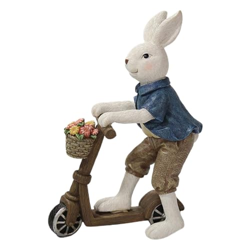 JTBDWOSK Osterdeko Modern Figuren Pastell Klein Hase Für Draußen Osterhasen-Roller Dekofigur Harz Frühlingsdeko Handwerk, Für Osterdekoration,Blau von JTBDWOSK