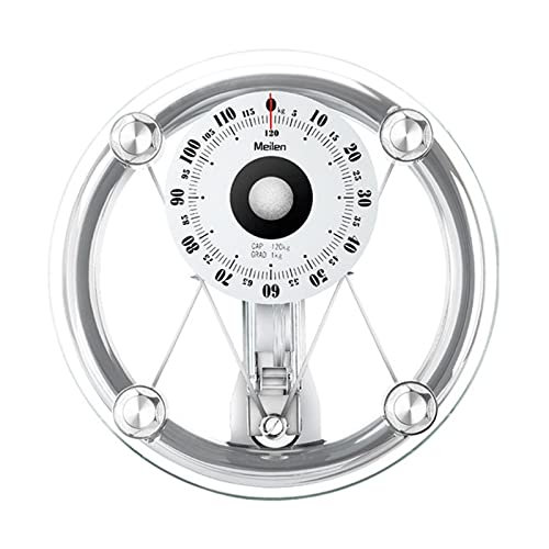 JTBDWOSK Rund Digitale Waage, Easy-to-Read Analog Dial, Robuste Plattform, Compact Mechanische Personenwaage,Silber von JTBDWOSK
