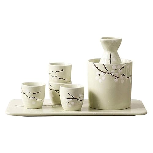 JTBDWOSK Sake Set, Japanisches Sake Pot Set, Traditionelles Sake Cup Handbemaltes Design Porzellan Keramik Handwerk, Weingläser Saki Cups 7 Stück,A von JTBDWOSK