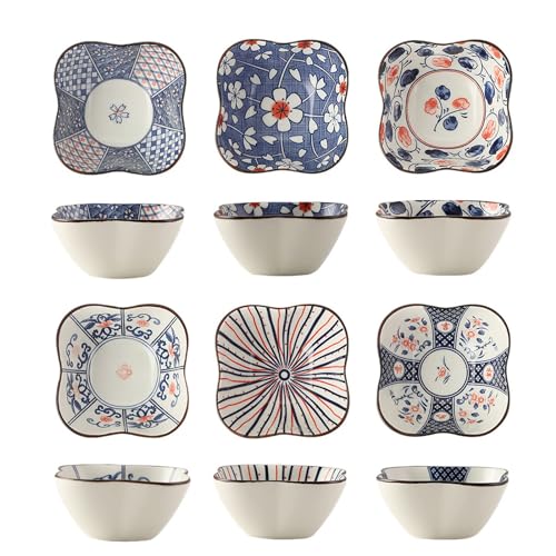 JTBDWOSK Soja Saucenschälchen,Tapas Schalen Set,Keramik Dipschalen,Snackschalen & Dipschalen,Snackschalen Set 6er, Snack Bowl für Sushi,Snack und Soja,Keramik Untertassen,Blau von JTBDWOSK