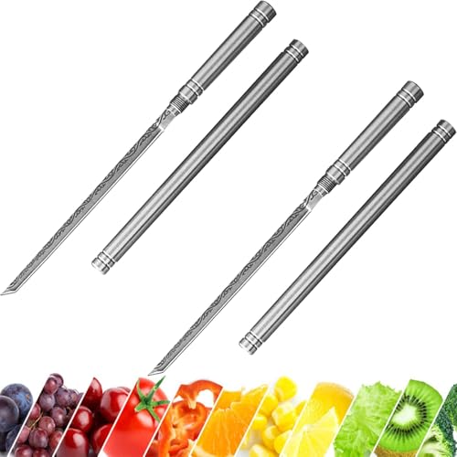 JTBDWOSK Tragbares mehrzweck-obstmesser mit Scheide, tragbares obstmesser mit Scheide, mehrzweck obstmesser mit Scheide, Portable Kitchen Tools (2pc),Silber von JTBDWOSK