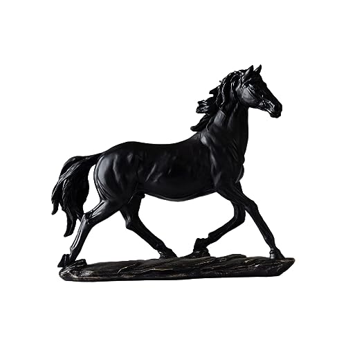 JTBDWOSK Vintage Harz Pferd Statuen Moderne Skulptur für Schreibtisch Dekor Büro Glücksbringer für Schreibtisch Privatpersonen Gästezimmer Restaurant Deko,Schwarz von JTBDWOSK