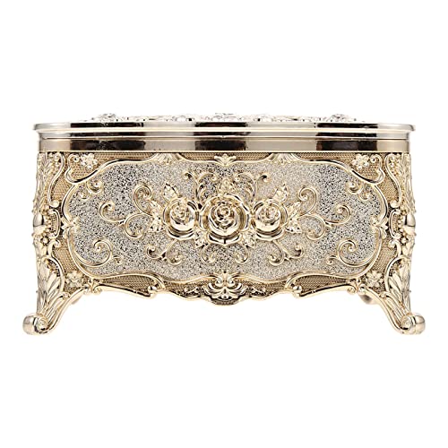 JTBDWOSK Vintage Taschentuchbox Tissue Box Kosmetiktücher Box Taschentücher Box Feuchttücher Box Taschentuchhalter Tücherbox Spender für Zuhause Büro Auto Wohnzimmer Schlafzimmer Deko,Gold von JTBDWOSK