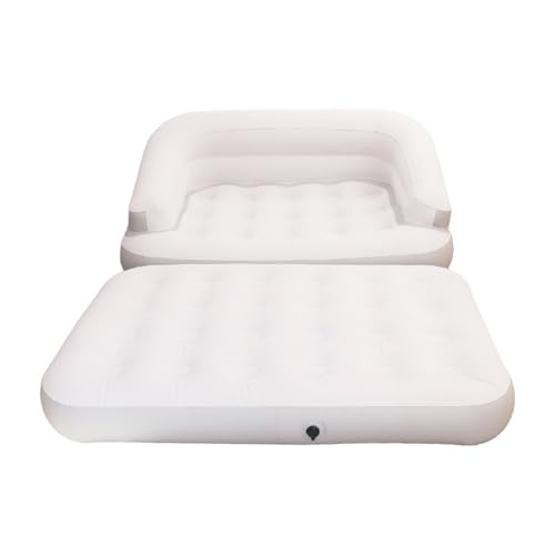 JTBDWOSK Weiß, Aufblasbare Couches, beflocktes Luftsofa, aufblasbares Sofa für Camping,5-in-1, zum Luftbett wandelbar, 192 x 142 x 64 cm von JTBDWOSK
