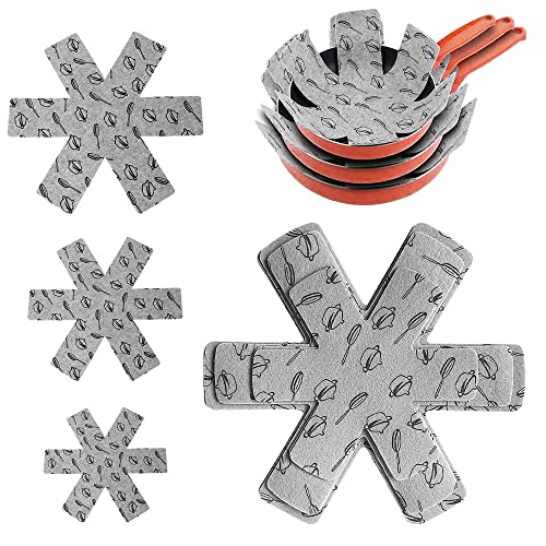 JTDEAL 9 Stück Pfannenschutz, Pfannenschoner Topfschutz Pfannenstapelschutz aus Filz Stapelpfannenschutz Topfunterteiler Pads Topfschoner Topfteilern Stapelschutz für Topf, Pfannen, 3 Größen von JTDEAL