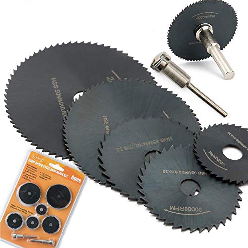 8 pcs Sägeblatt kreissägeblätter Set JTENG für drehwerkzeug geeignet für holz, plastik, fiberglas, kupfer, aluminium und dünnen blech Multitool Werkzeug Repair Tool Kit (8 pcs Sägeblatt 0.4-0.8MM) von JTENG