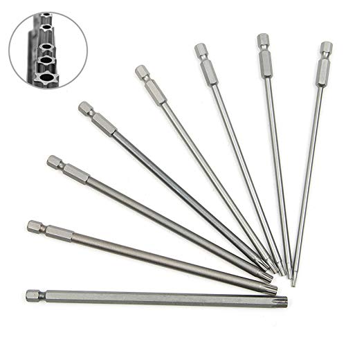 JTENG 8 Stück 150mm Torx Bits Schraubendreher Set Extra lang und magnetisch T8-T40 1/4 Zoll Sechskant Schaft Elektrische Schraubendreher Werkzeuge von JTENG