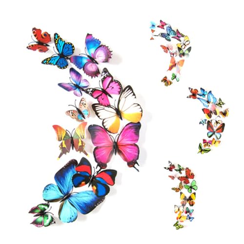 24 stück 3D Schmetterlinge Deko Wanddeko Aufkleber Abziehbilder,für Die Wand Wohnung Hause Schlagfestem Kunststoff Schmetterling Dekorationen Wand-Dekor von JTKREW