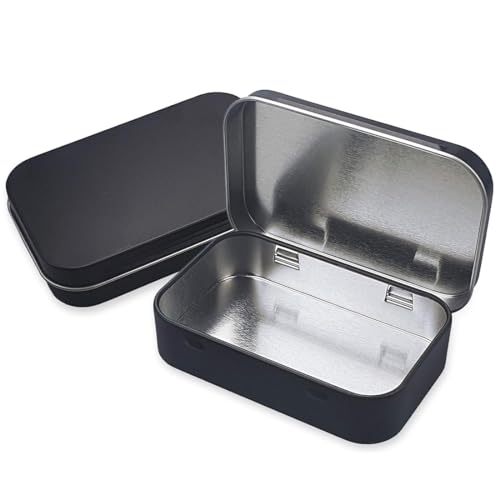 JTKREW 2X Blechdose Aufbewahrungsbox mit Deckel Blechdose Geeignet Mini Metalldose Praktische für Süßigkeiten Schlüssel (Schwarz) von JTKREW