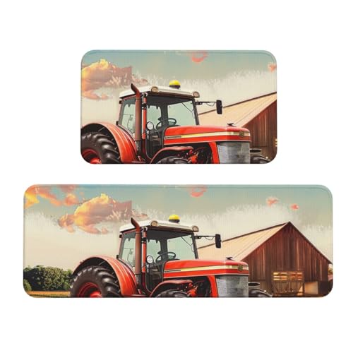 Company Küchenmatten mit Traktormotiv, rutschfest, saugfähig, für Urlaub, Party, Zuhause, Küche, Büro, 2 Stück von JTKREZ