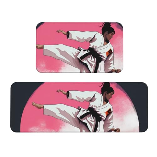 JTKREZ Taekwondo-Design bedruckte Küchenmatten, 2er-Set, rutschfest, saugfähig, Bodenmatte und Teppiche für Urlaub, Party, Zuhause, Küche, Büro JTKREZ Taekwondo-Design bedruckte Küchenmatten, 2er-Set, rutschfest, saugfähig, Bodenmatte und Teppiche für Urlaub, Party, Zuhause, Küche, Büro von JTKREZ