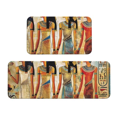 Küchenmatten, Motiv: Frauen im alten Ägypten, bedruckt, rutschfest, saugfähig, für Urlaub, Party, Zuhause, Küche, Büro, 2 Stück Küchenmatten, Motiv: Frauen im alten Ägypten, bedruckt, rutschfest, saugfähig, für Urlaub, Party, Zuhause, Küche, Büro, 2 Stück von JTKREZ