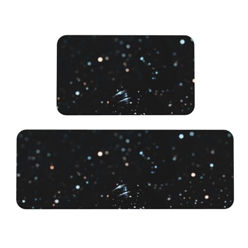 Küchenmatten, rutschfest, saugfähig, für Urlaub, Party, Zuhause, Küche, Büro, Schwarz, Glitzer, 2 Stück von JTKREZ