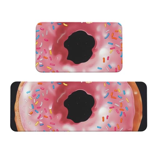 Küchenmatten mit Donut-Druck, rutschfest, saugfähig, für Urlaub, Party, Zuhause, Küche, Büro, 2 Stück von JTKREZ