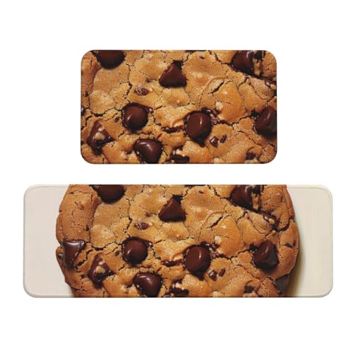 Küchenmatten mit Schokoladenkeks-Motiv, rutschfest, saugfähig, für Urlaub, Party, Zuhause, Küche, Büro, 2 Stück von JTKREZ