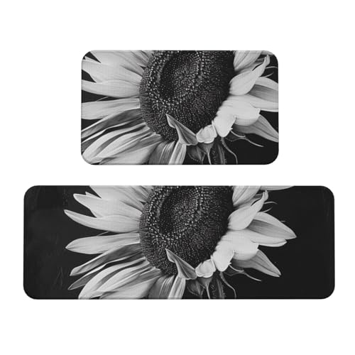 Küchenmatten mit Sonnenblumen-Motiv, bedruckt, rutschfest, saugfähig, für Urlaub, Party, Zuhause, Küche, Büro, 2 Stück von JTKREZ