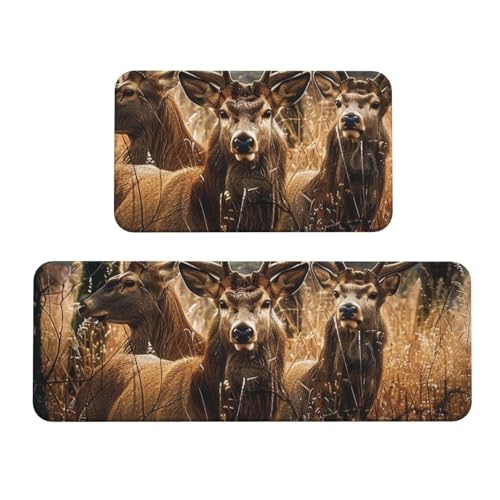 Küchenmatten mit Wildtiermotiven, bedruckt, rutschfest, saugfähig, für Urlaub, Party, Zuhause, Küche, Büro, 2 Stück von JTKREZ
