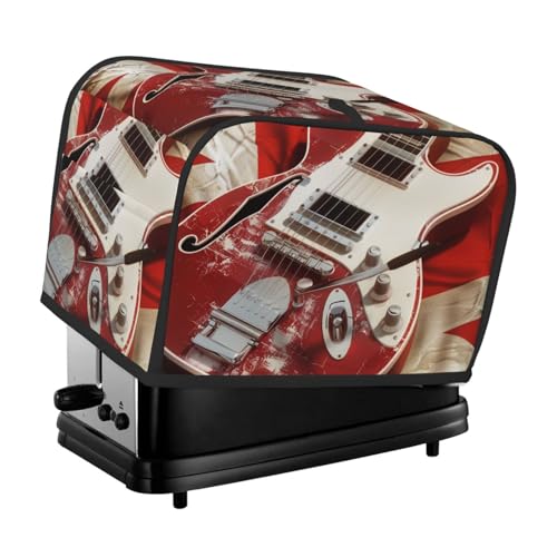 Toaster-Abdeckung für zwei Scheiben mit Gitarre, britische Flagge, Druck, Küche, kleine Geräte, Fingerabdruckschutz von JTKREZ