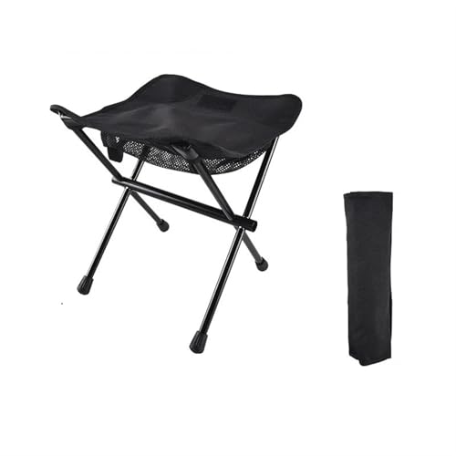 Anglerstuhl Leichter tragbarer Outdoor-Klappstuhl mit Tasche, aus Aluminium, Hocker, Sitz, Angeln, Camping(Black) von JTKSSCS