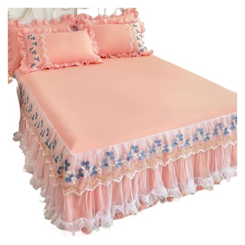 Bettrock Einfarbiger Spitzen-Bettrock, Prinzessin-Wind-Tagesdecke, verdickte Matratze, rutschfeste Tagesdecke, All-Inclusive-Bettlaken, Einzelstück(2,200x220cm1pcs) von JTKSSCS