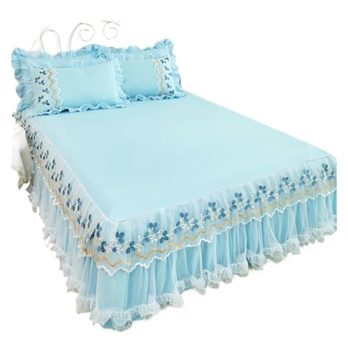 Bettrock Einfarbiger Spitzen-Bettrock, Prinzessin-Wind-Tagesdecke, verdickte Matratze, rutschfeste Tagesdecke, All-Inclusive-Bettlaken, Einzelstück(3,200x220cm1pcs) von JTKSSCS