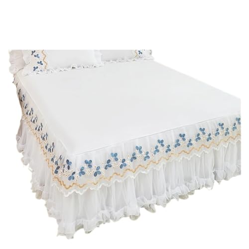 Bettrock Einfarbiger Spitzen-Bettrock, Prinzessin-Wind-Tagesdecke, verdickte Matratze, rutschfeste Tagesdecke, All-Inclusive-Bettlaken, Einzelstück(7,120x200cm1pcs) von JTKSSCS