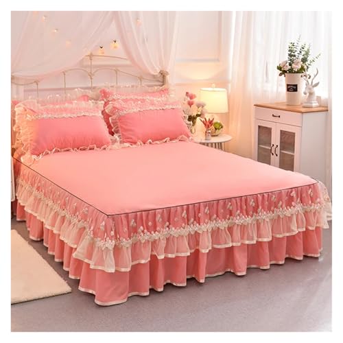 Bettrock Einfarbiger Spitzen-Bettrock, Prinzessin-Wind-Tagesdecke, verdickte Matratze, rutschfeste Tagesdecke, All-Inclusive-Bettlaken, Einzelstück(Burgundy,150x200cm1pcs) von JTKSSCS