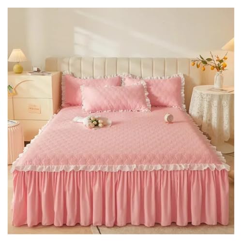 Bettrock Queen-Size-Bettrock, lila Matratzenschoner, verdickte Tagesdecke, 180 x 200, Gesteppte Bettdecke for Zuhause(Pink,180x200cm 1pc) von JTKSSCS