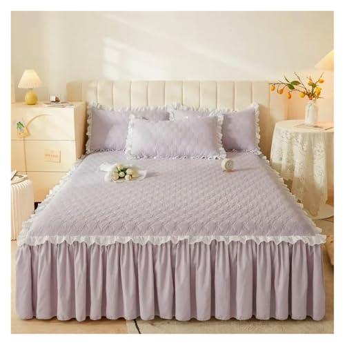 Bettrock Queen-Size-Bettrock, lila Matratzenschoner, verdickte Tagesdecke, 180 x 200, Gesteppte Bettdecke for Zuhause(Purple,150x200cm 1pc) von JTKSSCS