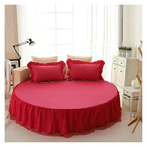 Bettrock Rundes Bett Spannbetttuch Baumwolle Gesteppte Tagesdecke Rutschfester Matratzenbezug Hotel Home Romantisches Bettlaken Bettröcke Mit Kissenbezug(2,1pc 220cm Sheet) von JTKSSCS