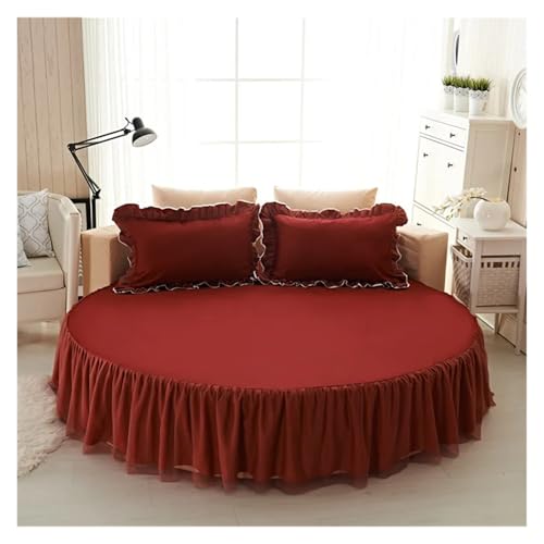Bettrock Rundes Bett Spannbetttuch Baumwolle Gesteppte Tagesdecke Rutschfester Matratzenbezug Hotel Home Romantisches Bettlaken Bettröcke Mit Kissenbezug(Color-02,1pc 220cm Sheet) von JTKSSCS