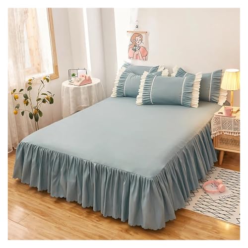 Bettrock Schlicht gefärbter Bettrock mit elastischen, rosafarbenen, einfarbigen Mädchen- und Damen-Prinzessinnenbettlaken-Rüschen(Hulan,1 Pc Skrit 150x200cm) von JTKSSCS