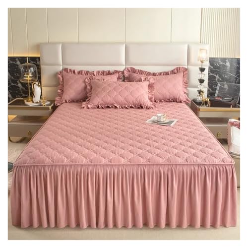 Bettrock Verdickter Bettrock, einfarbige Bettdecke, gesteppter Matratzenschoner, Tagesdecke(1,Single 120x200cm 1pc) von JTKSSCS