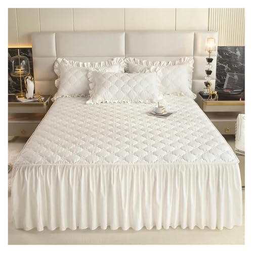Bettrock Verdickter Bettrock, einfarbige Bettdecke, gesteppter Matratzenschoner, Tagesdecke(2,200x220cm 1pc) von JTKSSCS