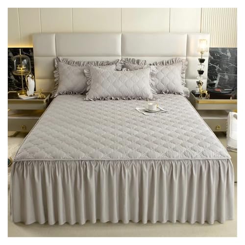 Bettrock Verdickter Bettrock, einfarbige Bettdecke, gesteppter Matratzenschoner, Tagesdecke(5,Queen 150x200cm 1pc) von JTKSSCS