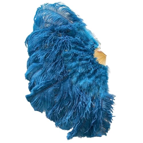 Damen Fächer Feder 1-2 STÜCKE Federfächer 90-130 cm Große Hand Faltfächer Karneval Bühnenauftritt Zubehör(Deep Blue,90CM 2PCS) von JTKSSCS