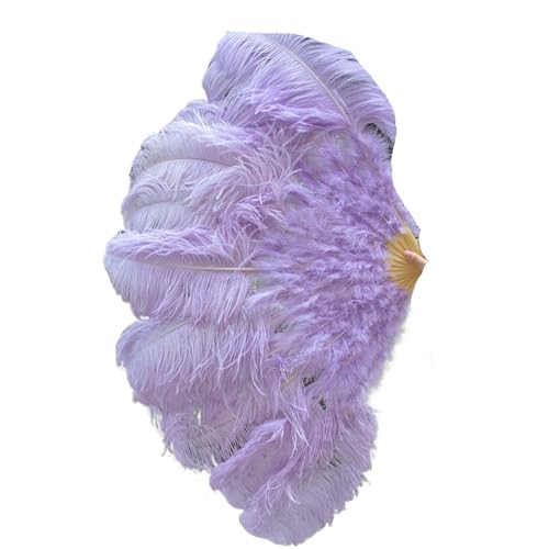 Damen Fächer Feder 1-2 STÜCKE Federfächer 90-130 cm Große Hand Faltfächer Karneval Bühnenauftritt Zubehör(Light Purple,90CM 2PCS) von JTKSSCS