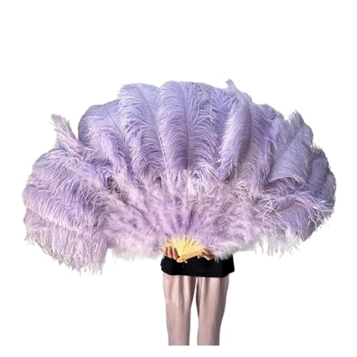 Damen Fächer Feder 100 * 60 cm roter Federfächer mit 13 Knochen for Hochzeiten, faltbar, Handventilatoren, DIY-Handwerk, Bühnenaufführungs-Requisiten(Light purple,100CM Left 1PCS) von JTKSSCS