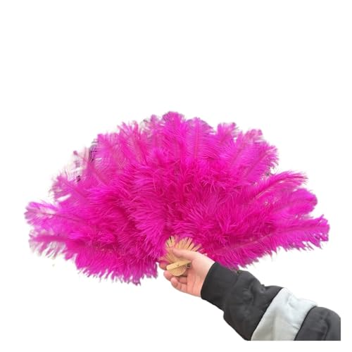Damen Fächer Feder Flauschiger weiß-schwarzer Federfächer, 70 cm x 40 cm, handgefalteter Federfächer for Party, Tanz, Show, Performance, DIY-Requisiten(Rose,10 PCS 70cmx40cm) von JTKSSCS