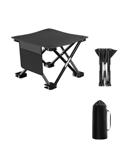 JTKSSCS Anglerstuhl Picknickhocker Camping Leicht Zu Tragender Klapphocker Tragbarer Leichter Angelstuhl Klappstuhl Campinghocker(Black-Large) von JTKSSCS
