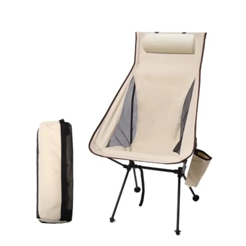 JTKSSCS Anglerstuhl Tragbarer, zusammenklappbarer Campingstuhl mit Kopfstütze, leichte Touristenstühle, Aluminiumlegierung, Angelstuhl, Gartenmöbel, Angeln(Creamy-White) von JTKSSCS