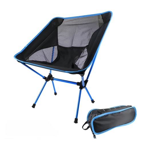 JTKSSCS Anglerstuhl Tragbarer Lazy Back Chair High-End-Klappstuhl Aus Leichter Aluminiumlegierung Outdoor Moon Camping Klappstuhl(Sky Blue) von JTKSSCS