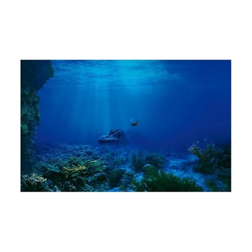 JTKSSCS Aquarium RüCkwand Fisch Tank Hintergrund Aufkleber Unterwasser Landschaft Tapete Aquarium Hintergrund Dekorationen PVC(BLUE3,41x61cm) von JTKSSCS