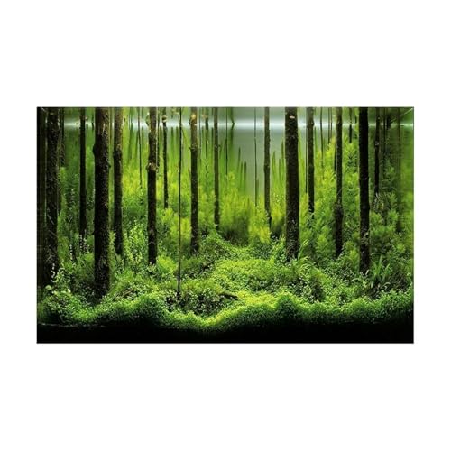 JTKSSCS Aquarium RüCkwand Wald Aufkleber Aquarium Hintergrund Poster Dekoration Fisch Tank Wand Lanscaping Regenwald Terrarium(GREEN1,54x122cm) von JTKSSCS