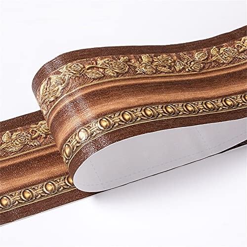 JTKSSCS BordüRe Selbstklebend 10 CM PVC Wasserdichte Taille Linie Holz Marmor Selbstklebende Sockelleiste Tapete Wohnzimmer Dekor Vinyl Bordüre Wand Ecke Stick(12) von JTKSSCS