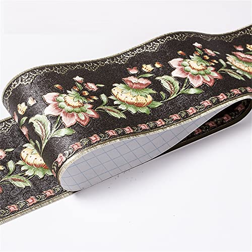 JTKSSCS BordüRe Selbstklebend 10 CM PVC Wasserdichte Taille Linie Holz Marmor Selbstklebende Sockelleiste Tapete Wohnzimmer Dekor Vinyl Bordüre Wand Ecke Stick(25) von JTKSSCS