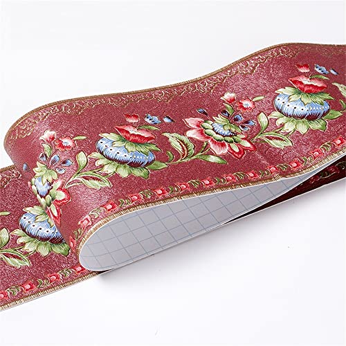 JTKSSCS BordüRe Selbstklebend 10 CM PVC Wasserdichte Taille Linie Holz Marmor Selbstklebende Sockelleiste Tapete Wohnzimmer Dekor Vinyl Bordüre Wand Ecke Stick(26) von JTKSSCS